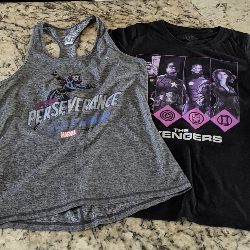 Marvel dri-fit racerback and Avengers t-shirt